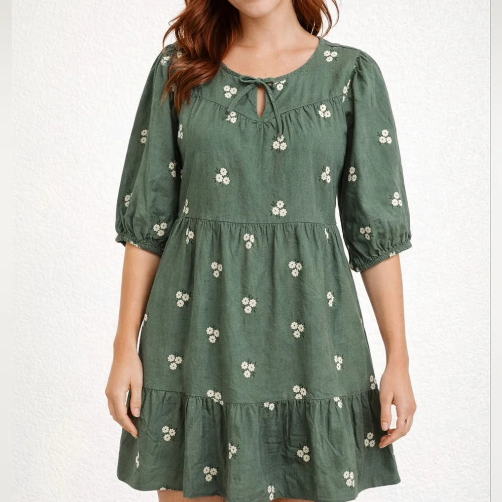 Old Navy Green Floral Mini Dress
